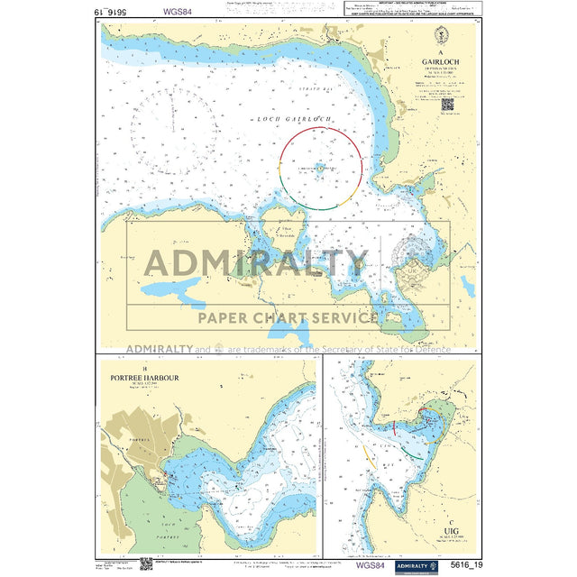 Nautical chart 5616_19 Gairloch, Portree Harbour and Uig on the Isle of Skye with 3 panels