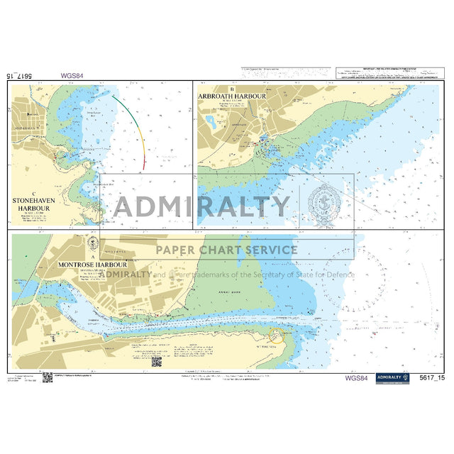 Nautical chart 5617_15 Montrose, Arbroath and Stonehaven Harbours on the east Scotland coast with 3 panels