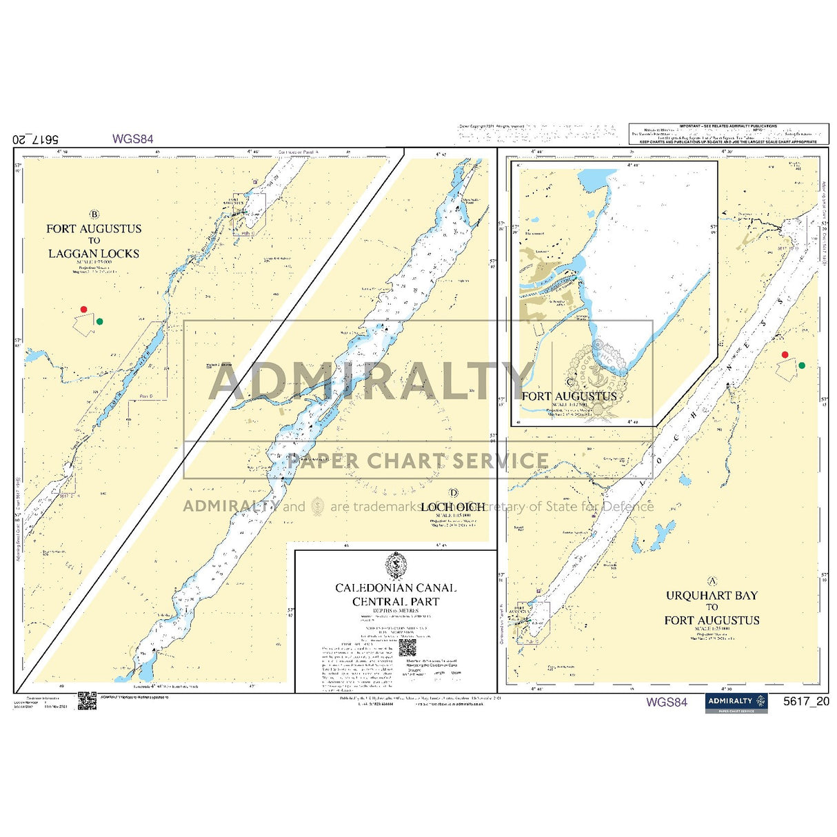 Nautical chart 5617_20 Caledonian Canal - Central Part in the Scottish Highlands with 4 panels