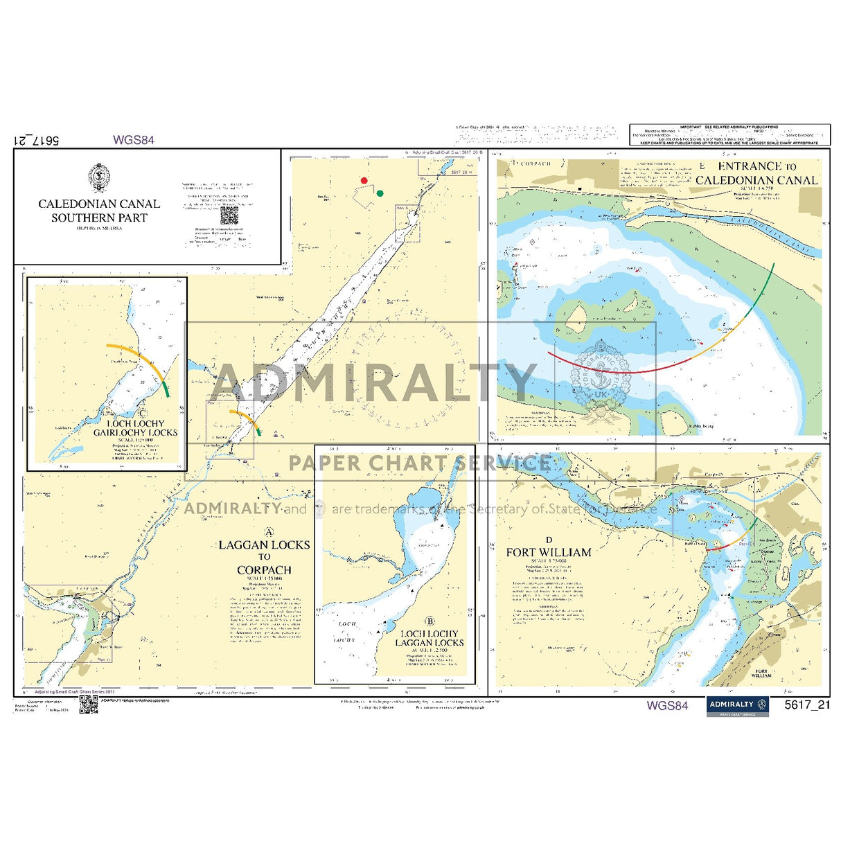 Nautical chart 5617_21 Caledonian Canal - Southern Part in the Scottish Highlands with 5 panels