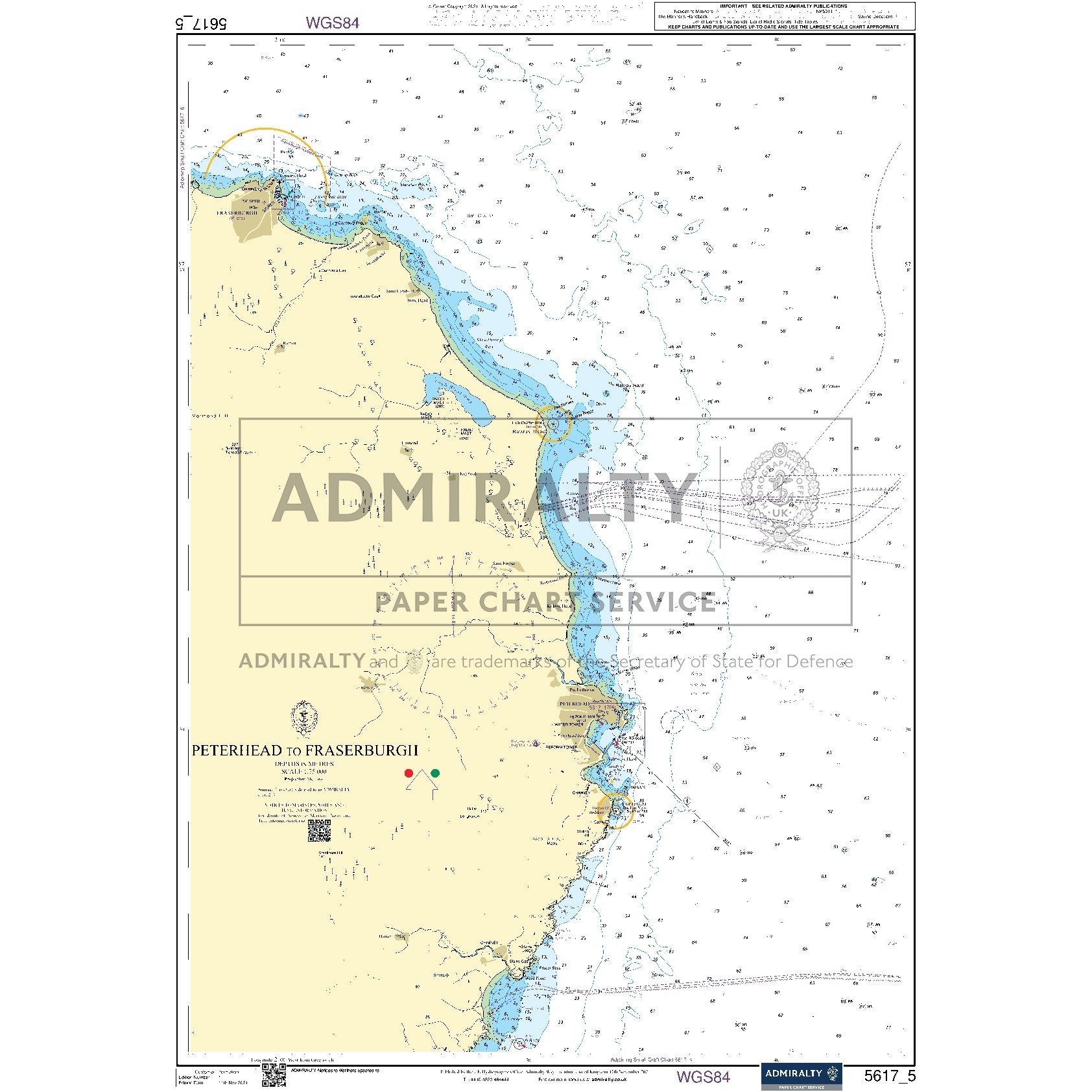 Nautical chart 5617_5 Peterhead to Fraserburgh on the east Scotland coast