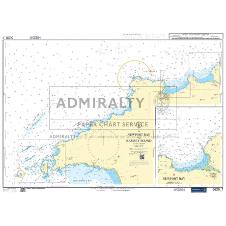 Nautical chart 5620_7 Newport Bay to Ramsey Sound on the Pembrokeshire coast with 2 panels