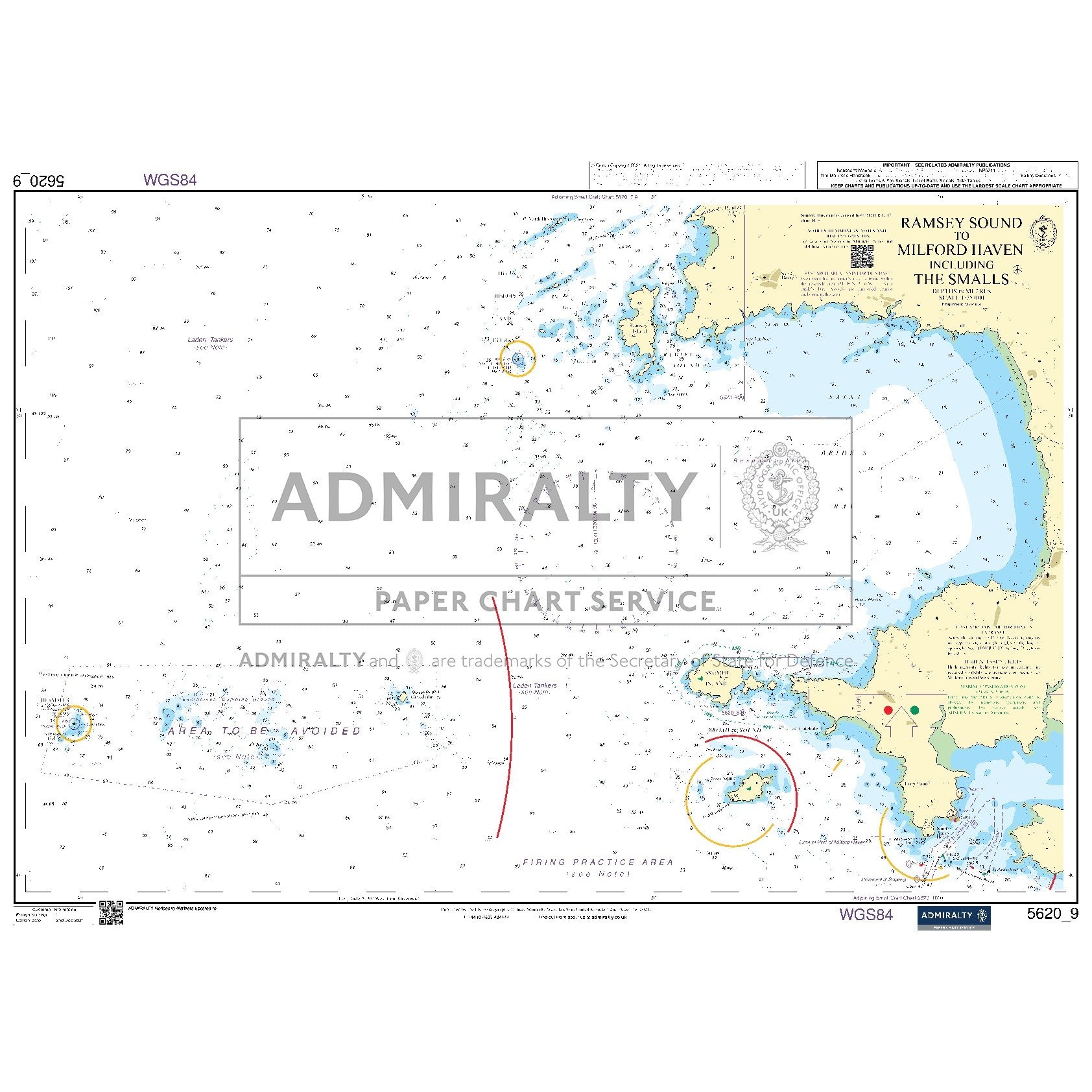 Nautical chart 5620_9 Ramsey Sound to Milford Haven including The Smalls
