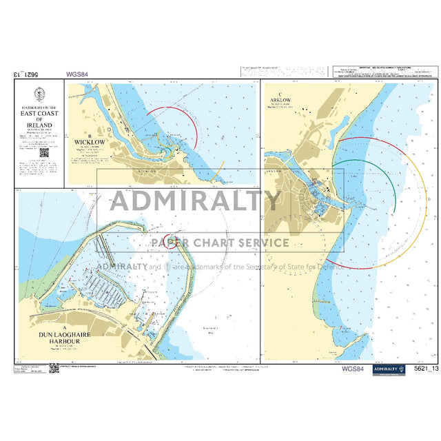 Nautical chart 5621_13 Harbours on the East Coast of Ireland with 3 panels
