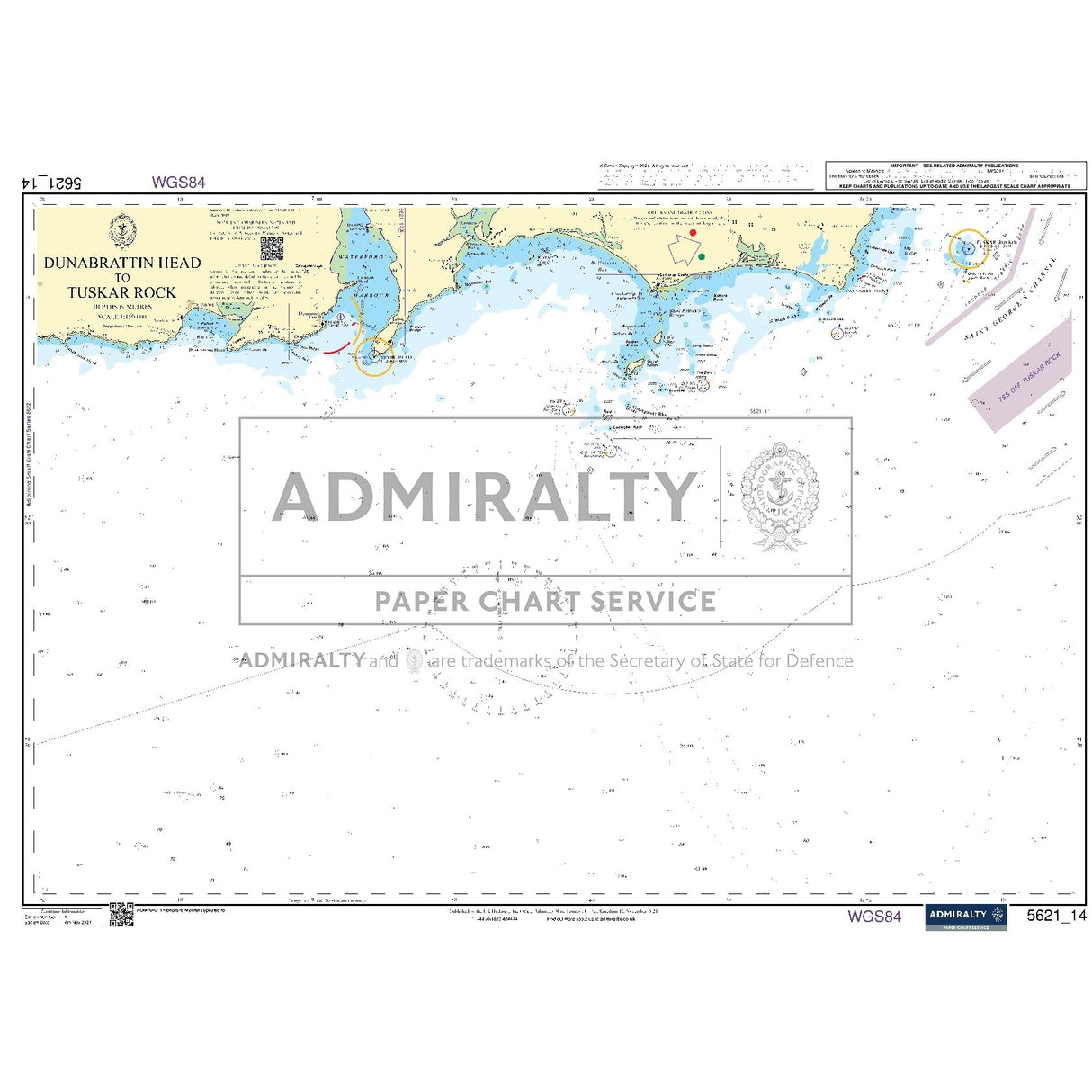Nautical chart 5621_14 Dunabrattin Head to Tuskar Rock