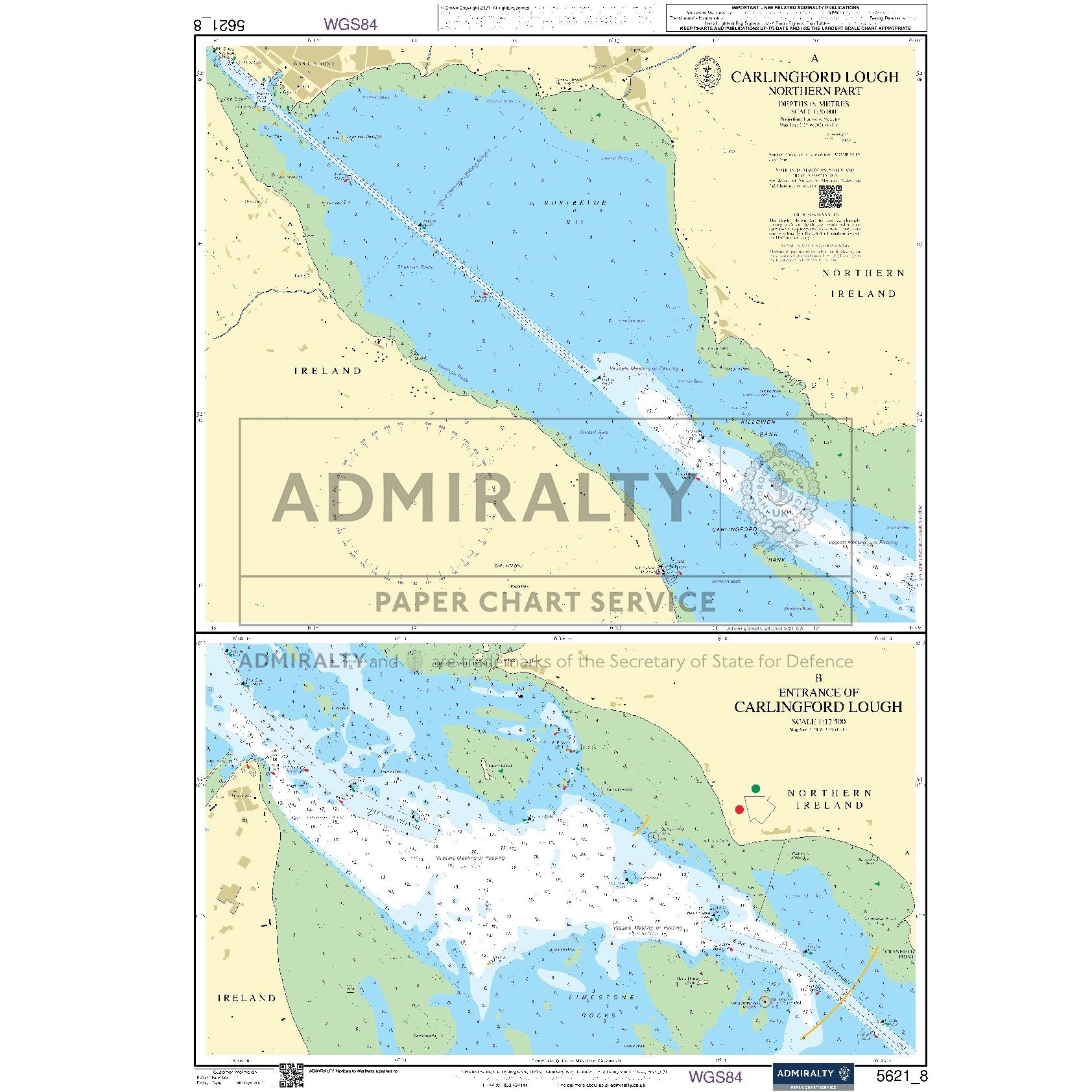 Nautical chart 5621_8 Carlingford Lough - Northern Part with 2 panels