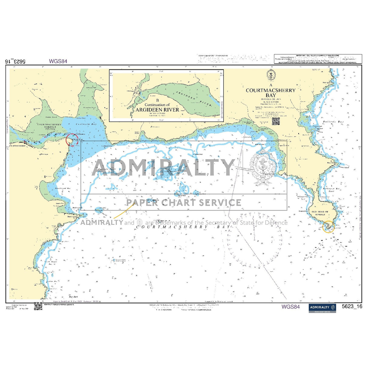 Nautical chart 5623_16 Courtmacsherry Bay on the south west coast of Ireland with 2 panels