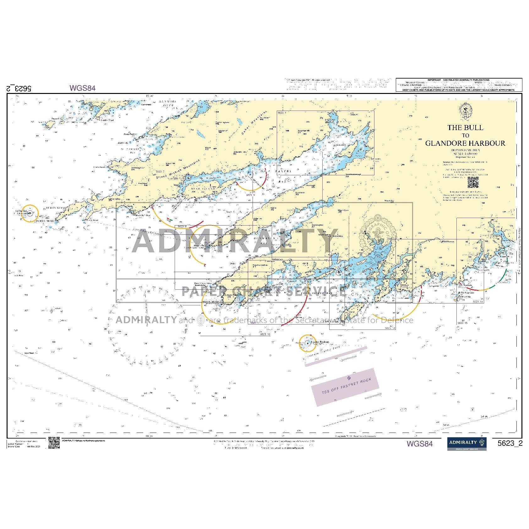 Nautical chart 5623_2 The Bull to Glandore Harbour on the south west coast of Ireland