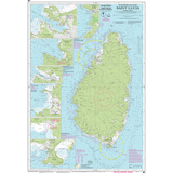 Imray Chart B1: St Lucia by Imray is a detailed nautical chart for small craft navigation, featuring coastal features, water depths, inset harbor maps, and English labels. Part of the Imray-Iolaire Caribbean charts series.