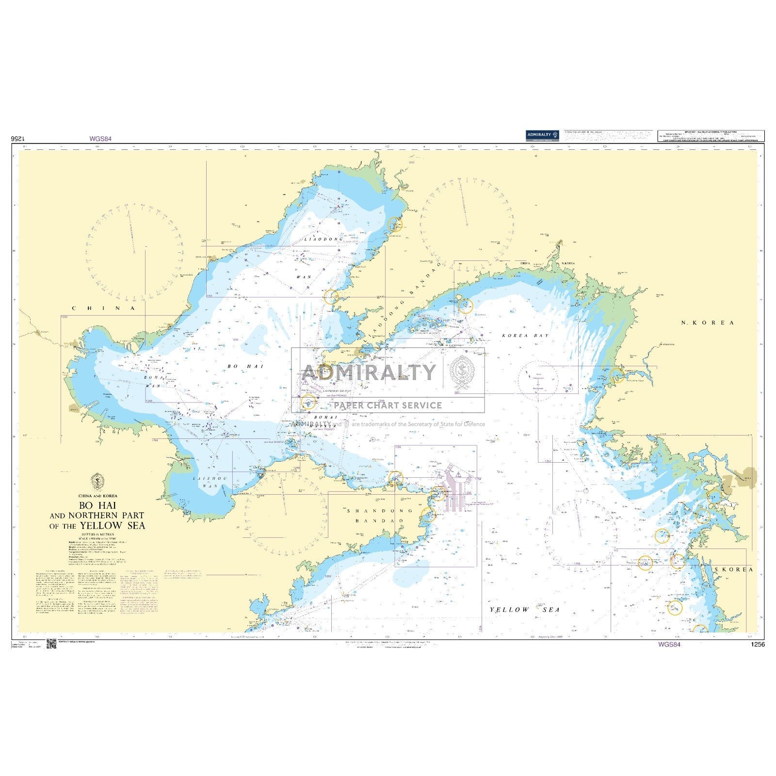 Thumbnail of Admiralty Chart 1256: Bo Hai and Northern Part of the Yellow Sea