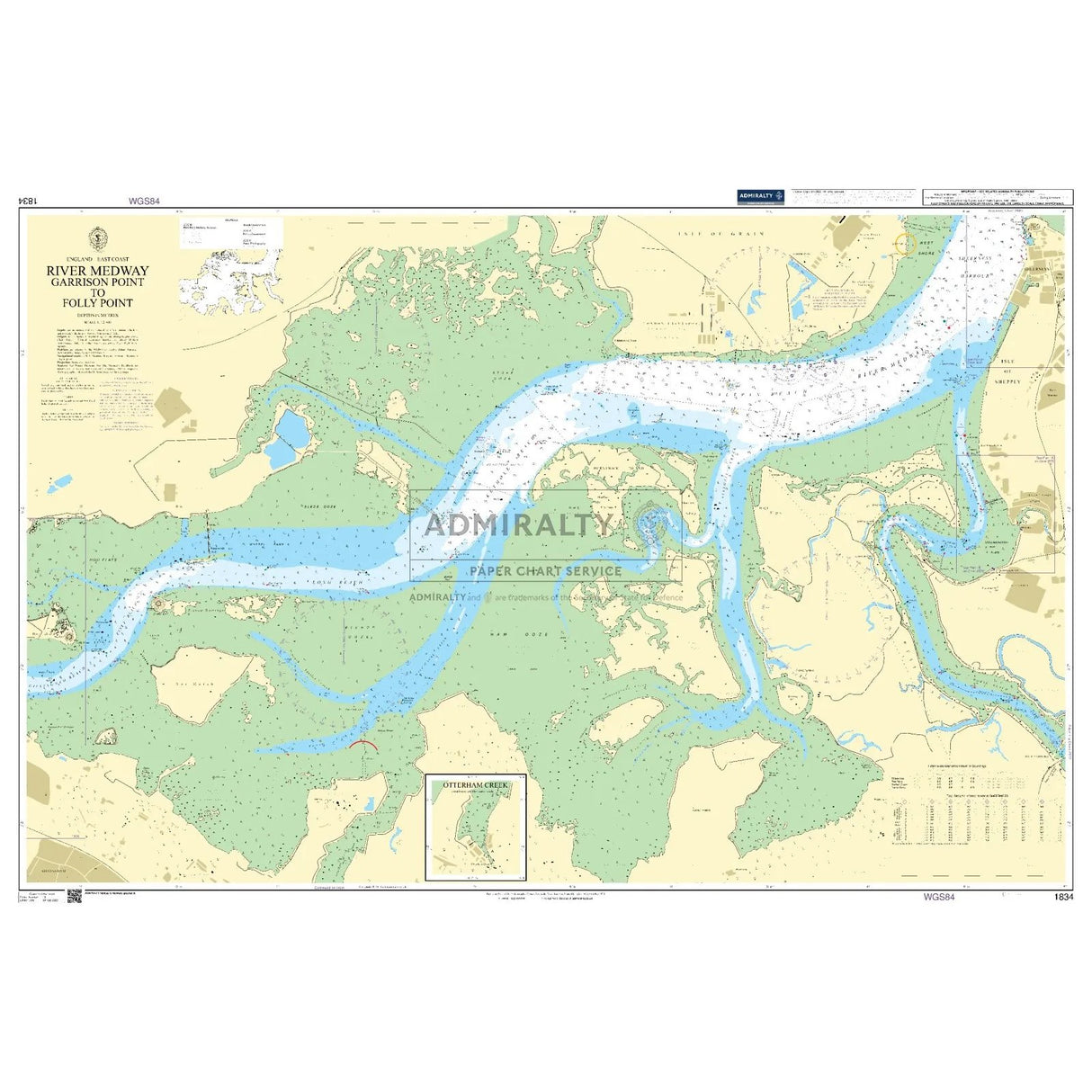 Thumbnail of Admiralty Chart 1834: River Medway Garrison Point to Folly Point