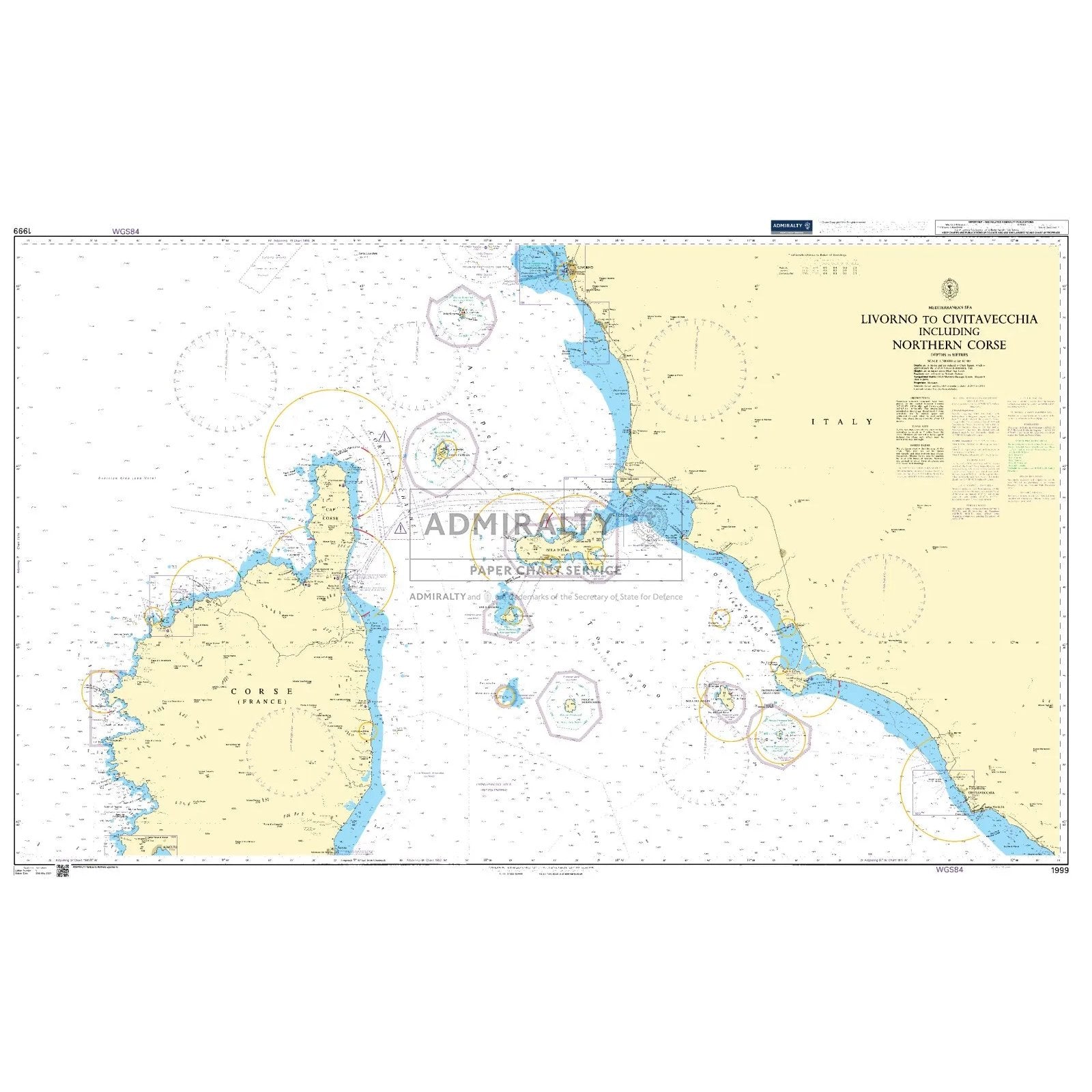 Thumbnail of Admiralty Chart 1999: Livorno to Civitavecchia including Northern Corse