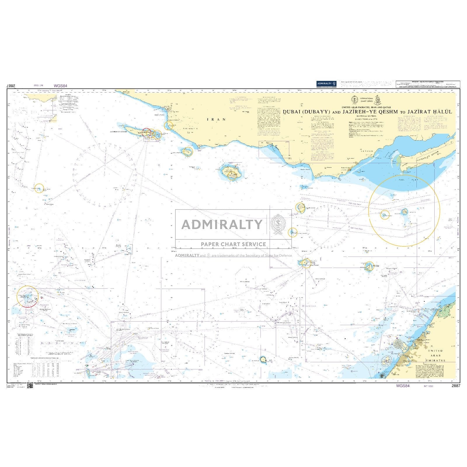 Thumbnail of Admiralty Chart 2887: Dubai (Dubayy) and Jazireh-ye Qeshm to Jazirat Halul
