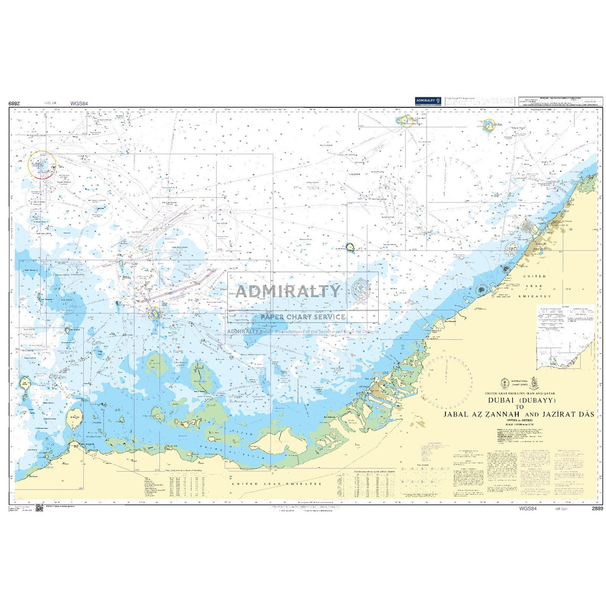 Thumbnail of Admiralty Chart 2889: Dubai (Dubayy) to Jabal Az Zannah and Jazirat Das