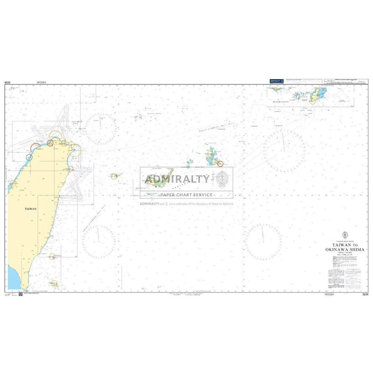 Thumbnail of Admiralty Chart 3236: Taiwan to Okinawa Shima