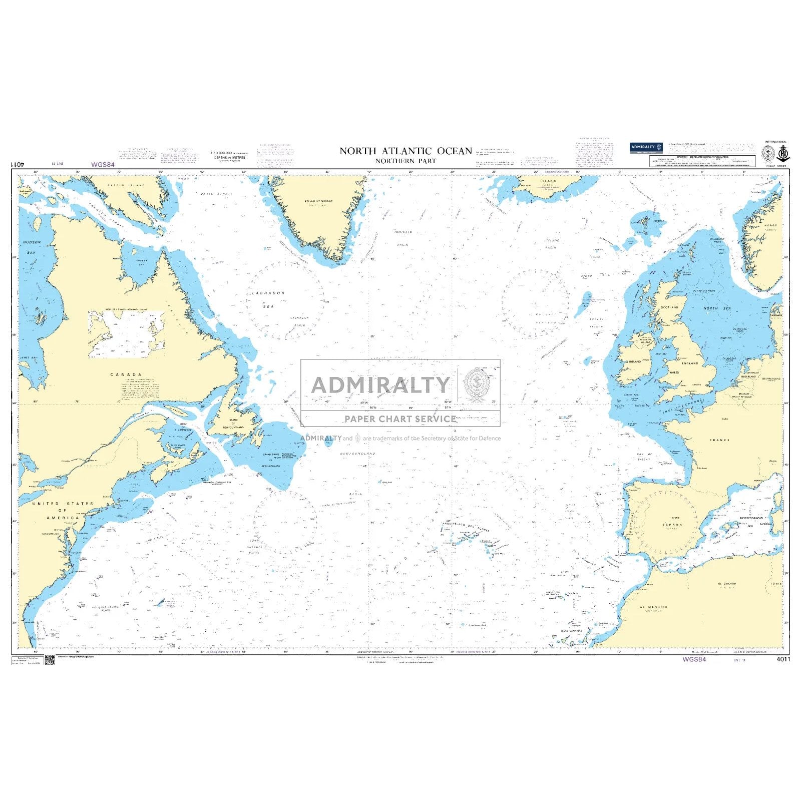 Thumbnail of Admiralty Chart 4011: North Atlantic Ocean Northern Part