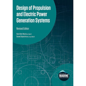The book "Design of Propulsion and Electric Power Generation Systems" by Hans Klein Woud and Douwe Stapersma, published by Witherby Seamanship, features a cover with technical marine systems diagrams and the Institute of Marine Engineering, Science & Technology logo.