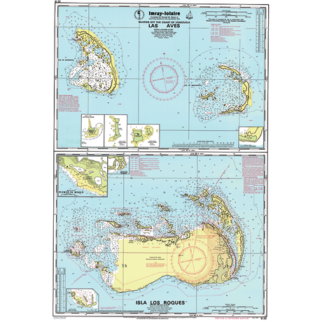 Imray Chart D22: Isla Los Roques & Las Aves by Imray details the islands off Venezuela’s coast with navigation marks, depths, and insets—an essential reference for exploring the Eastern Caribbean.
