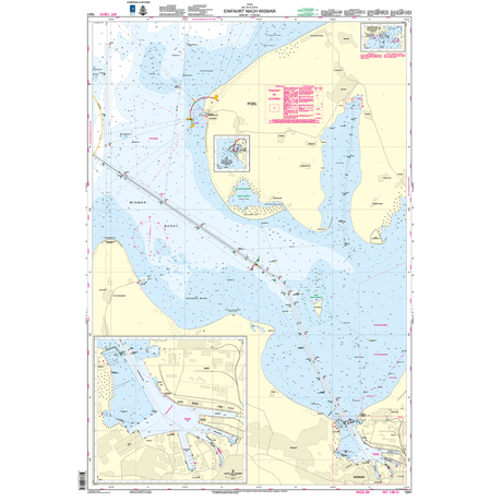 Admiralty Chart DE1641: Entrance to Wismar by Admiralty displays water depths, navigation routes, buoys, harbor zones, land features, and inset maps per Admiralty Standard Nautical Chart specs for Wismar's entrance in Germany.