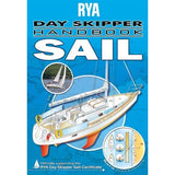 The cover of the "RYA Day Skipper Handbook (Sail)" by the Royal Yachting Association showcases a large illustration of a sailboat, complemented by two inset images: one depicting a sailing boat in action and another featuring a diagram of sailing techniques. It’s perfect for refining your sailing skills and explicitly mentions its official support for the RYA Day Skipper Sail Certificate.