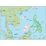 Map of Southeast Asia by Imray, featuring countries such as China, Taiwan, the Philippines, Vietnam, Malaysia, and Indonesia. Borders are delineated with various colors. This detailed "South China Sea" cruising guide highlights significant bodies of water like the South China Sea and the Gulf of Thailand with clearly labeled features.