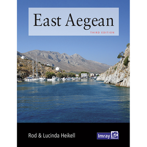 Imray’s "East Aegean" (third edition) features a cover with sailboats, blue water, rocky shores, and mountains—ideal for anyone interested in Greek Dodecanese cruising guides or East Aegean pilot books.
