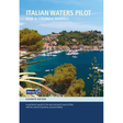 Cover of the book "Italian Waters Pilot" by Rod and Lucinda Heikell, published by Imray, depicting an aerial view of a coastal town with boats anchored in blue waters near the shore. The subtitle states, "A yachtsman's guide to Italy's captivating coastline and island adventures." Ideal for Mediterranean sailing enthusiasts in search of comprehensive cruising guides.