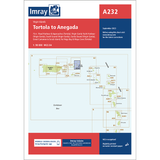 The Imray Chart A232, titled "Tortola to Anegada," is a detailed Caribbean navigation map by Imray. It outlines water routes, harbors, and moorings from Tortola to Anegada and includes inset maps of various harbors along with a QR code for mobile downloads. This chart is ideal for cruising sailors.