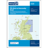 Imray Chart C23: Fife Ness to Duncansby Head maps Scotland’s east coast, highlighting key locations and waters. Features the Imray logo, UKHO Digital info, the latest chart updates, and is part of the renowned Imray series.