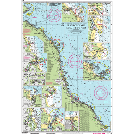 Imray Chart C24: Flamborough Head to Fife Ness by Imray details the east coast of Great Britain, with coastal outlines, depths, navigation routes, landmarks & UK harbour close-ups from the trusted Imray C Series.