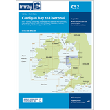 Imray Chart C52: Cardigan Bay to Liverpool, by Imray, features a nautical chart cover highlighting the route via Menai Strait, Ireland, and Wales. Coverage zones are marked; the blue “C52” label and Imray branding are clearly shown.