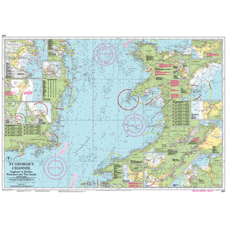 Imray Chart C61: St George's Channel by Imray details water depths, navigation routes, and key ports between Ireland and Wales—an essential marine navigation chart for cruising Britain and Ireland.