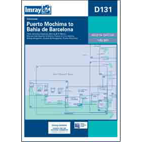 Imray Chart D131: Puerto Mochima to Bahia de Barcelona cover, by Imray, features a map layout and English-Spanish text on a blue and white background.