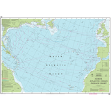 The Imray Chart 100: North Atlantic Ocean Passage Chart by Imray details major shipping routes, depths, coastal countries, and key ports on both sides of the Atlantic—ideal for passage planning between the Americas, Europe, and Africa.