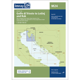 Imray Chart M24: Golfo di Trieste to Lošinj and Rab by Imray details Mediterranean navigation routes, harbors, and small craft charts along Italy, Slovenia, and Croatia for safe passage. Dated May 2023.
