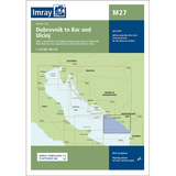 Imray Chart M27: Dubrovnik to Bar and Ulcinj by Imray covers Croatia, Bosnia & Herzegovina, and Montenegro in the Mediterranean—perfect for cruising sailors. Includes inset plans, scale, and publication details.