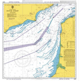 The Admiralty Instructional Chart 5052 | Dover Strait features marked shipping lanes, depth contours, and coastal features. This instructional navigational chart from Admiralty includes aids, hazards, and detailed information on water depths, currents, and coastline topography for commercial shipping routes.