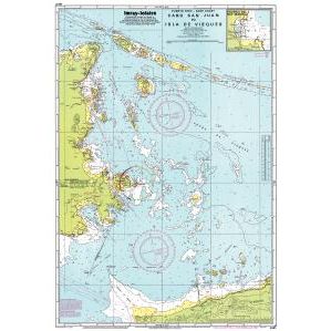 Imray Chart A141: Cabo San Juan to Ensenada Honda and Isla de Vieques by Imray details eastern Puerto Rico, Isla de Vieques, and nearby waters with depth markers and navigational symbols—ideal for Eastern Caribbean navigation.