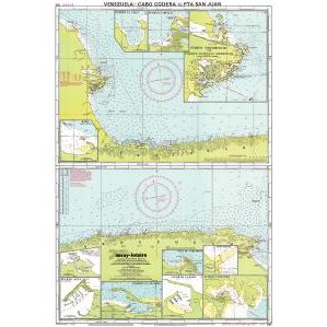 Imray Chart D21: Carenero to Punta San Juan by Imray details Venezuela’s coast with water depths, routes, islands, and coastal features, plus insets for navigators using Eastern Caribbean and Venezuelan charts.