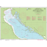 Imray Chart M23: Adriatic Sea Passage Chart by Imray details Italy, Slovenia, and Croatia's coastlines with depth markings, navigation routes, marine reserves, and info for the Gulf of Trieste and Gargano Promontory.