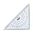 The Charles, Smith & Reddish 12" Navigation Triangle features a clear plastic body with degree markings, directional indicators, and an edge ruler like those found on nautical charts. It includes a black sliding marker at the center for precise measurement of navigation triangles and angles.