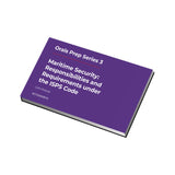 The Witherby Seamanship book "Maritime Security: Responsibilities and Requirements under the ISPS Code" by G.M. Pollock is part of Orals Prep Series 3, aimed at ISPS Code and STCW exams, set against a purple background, with a slight angle.