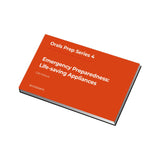 The cover of "Emergency Preparedness: Life-saving Appliances" from the "Orals Prep Series 4" by G.J.M. Pollock, published by Witherby Seamanship, features a red background. Ideal for STCW oral exam prep, it lies flat to reveal SOLAS life-saving appliance insights.