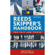 Cover of "Reeds Skipper's Handbook" by Andy Du Port and Malcolm Pearson, the 8th Edition. This essential sailing guide from Reeds showcases images of sails, buoys, boat steering, and an aerial view of docked boats to enhance your navigation skills.