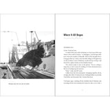 A black and white image features a seafaring chicken eating from a bowl labeled "Monique" on a boat, surrounded by ropes and fishing gear. The right page introduces "The Incredible Voyage" by Greystone Books.