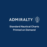 A navy blue background features "ADMIRALTY" in bold white letters, accompanied by a nautical emblem. Underneath, white text reads: "Admiralty Instructional Chart 5090 | Kvaner, Kvarneric and Velebitski Kanal. Standard Nautical Charts Printed on Demand, ideal for navigating SOLAS regulations and commercial shipping routes.