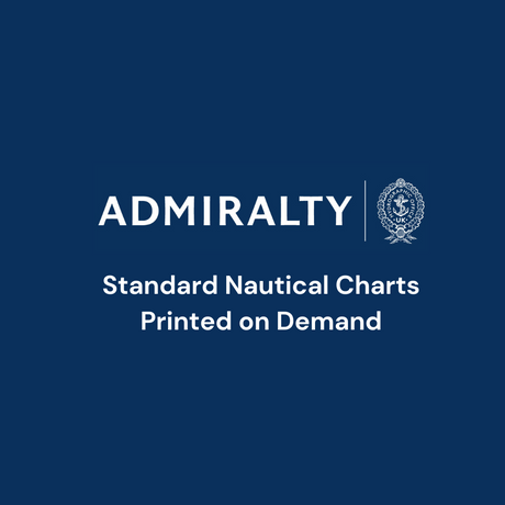 A navy blue background features "ADMIRALTY" in bold white letters, accompanied by a nautical emblem. Underneath, white text reads: "Admiralty Instructional Chart 5090 | Kvaner, Kvarneric and Velebitski Kanal. Standard Nautical Charts Printed on Demand, ideal for navigating SOLAS regulations and commercial shipping routes.