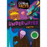 The book "Underwater Facts" by BookLife features a colorful cover with a treasure chest, diver, jellyfish, whale tail, and submarine window set against a vibrant ocean-themed background. It's part of the BookLife Rapid Readers collection.