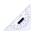 The Weems & Plath Protractor Triangle with Handle by Charles, Smith & Reddish is a clear triangular drafting tool featuring protractor markings, multiple scales, a black center handle, and red and black numerical notations for precise directional chart work.