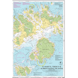 The Imray Chart Y50 | Saint Mary’s, Tresco and Surrounding Islands (Small Format) by Imray is a detailed nautical chart that showcases the geography, depths, and nautical features around the islands of St Mary's and Tresco. The map features landmarks, lighthouses, and navigational aids in color for a comprehensive guide to UK waterways.